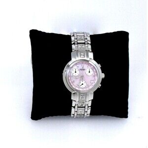 Fendi Pink Stainless Steel Zucca Ladies Wristwatch Chrono with Pink Dial32mm